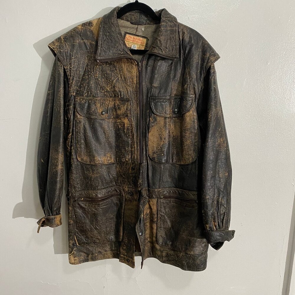 Vintage waxed leather duster- jacket/vest - austrailian outback collection